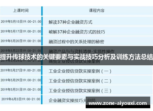 提升传球技术的关键要素与实战技巧分析及训练方法总结