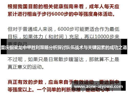重庆铜梁龙中甲胜利策略分析探讨队伍战术与关键因素的成功之道